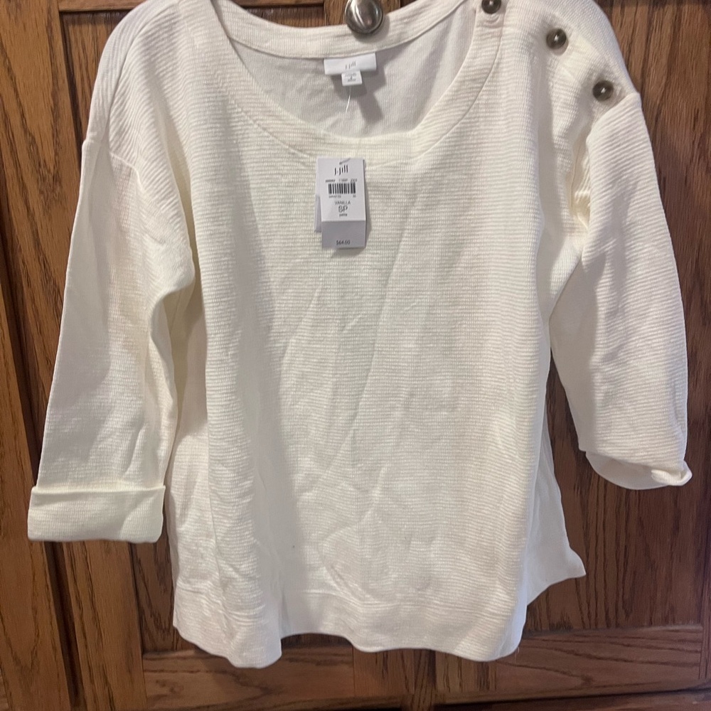 J. Jill Off-White Textured Knit Blouse